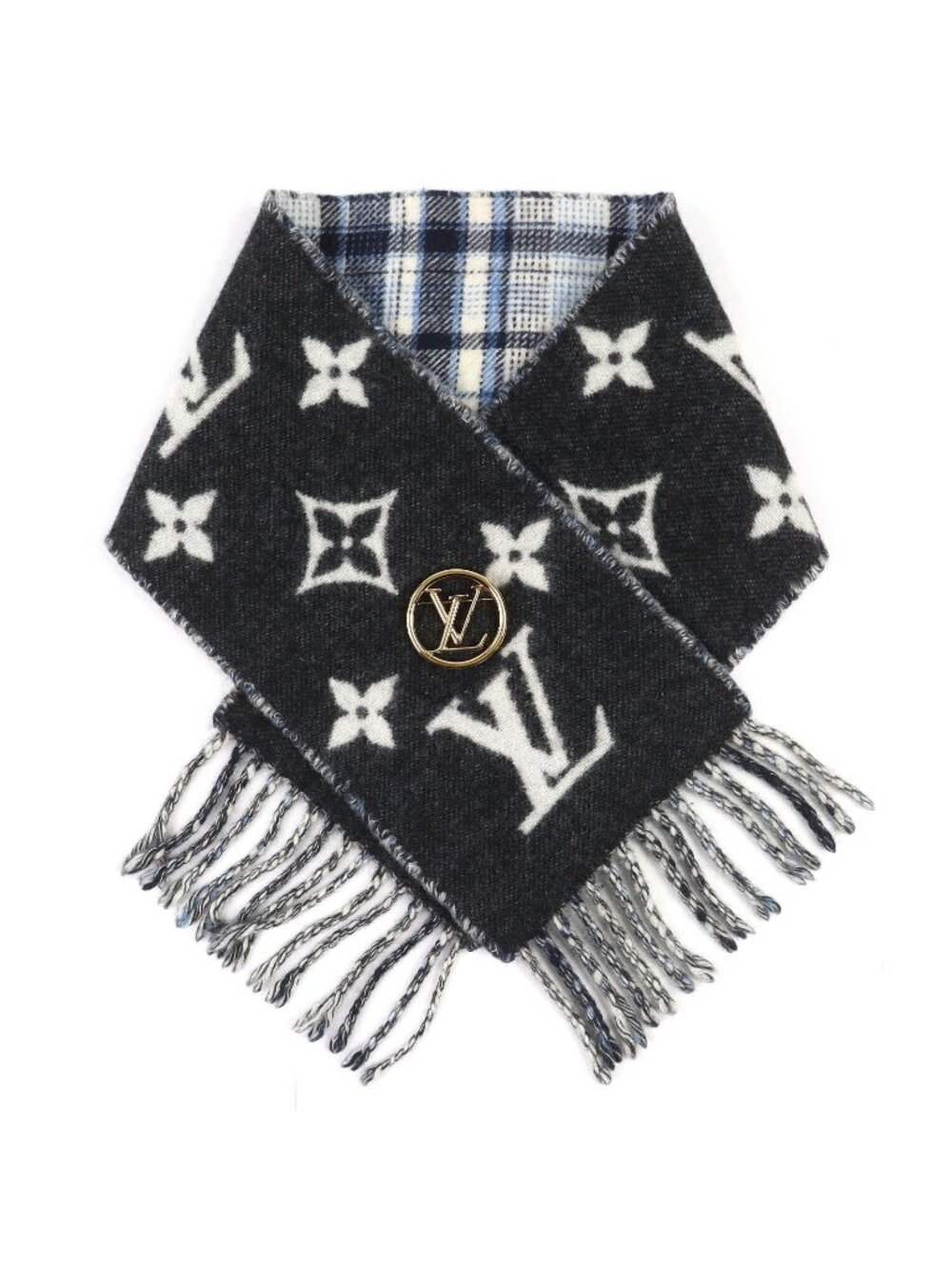 Louis Vuitton Echarpe Mini Reykjavik Cashmere 100% LV with Circle Brooch - Picture 1 of 12